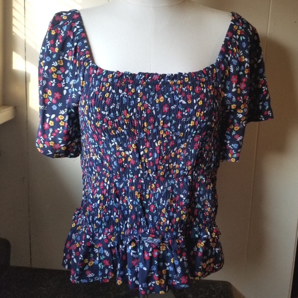 TOMMY HILFIGER denim peasant blouse